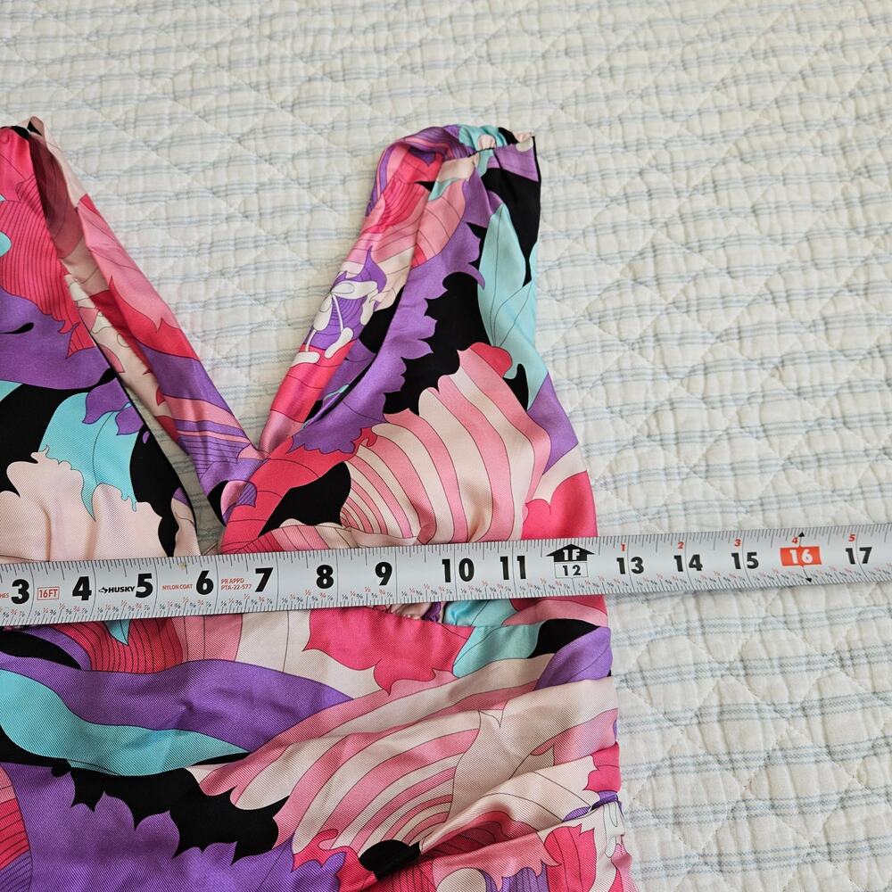 Y2k Silk Mini Dress Preppy Colorful Vintage - Size 4 - Picture 4 of 6